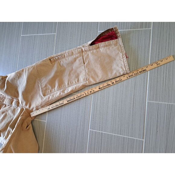 Vintage Carhartt Mens Canvas Quilt-Lined Bib Overalls Beige 36x30 Gorpcore - Picture 8 of 9